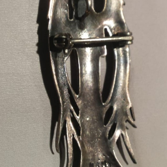 Art Deco Dark Angel Sterling Silver Brooch Pendant - Picture 3 of 6